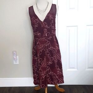 NWOT Anthropologie burgundy floral dress size 12